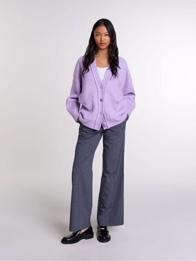 Maje Lilac V-Neck Button Cardigan